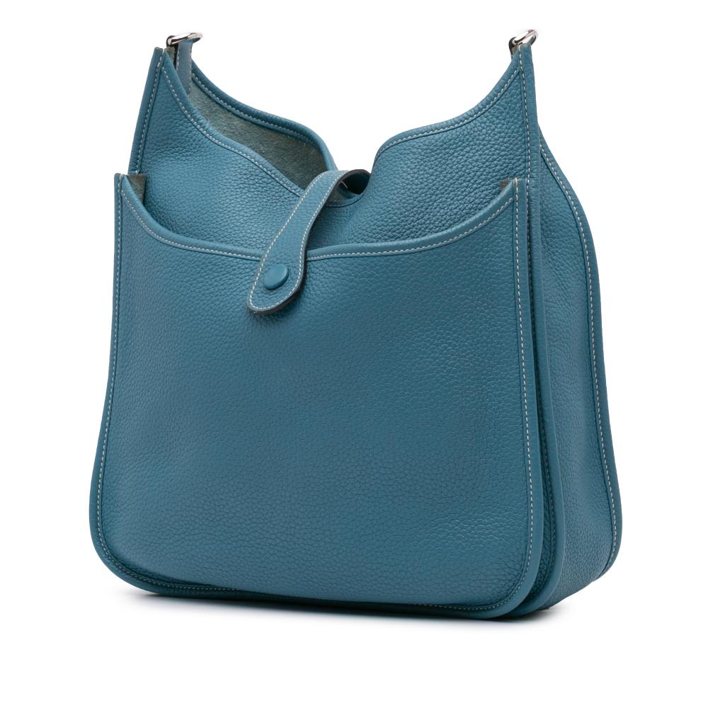 Hermès B Hermès Blue Peacock Calf Leather Clemence Evelyne III 29 France