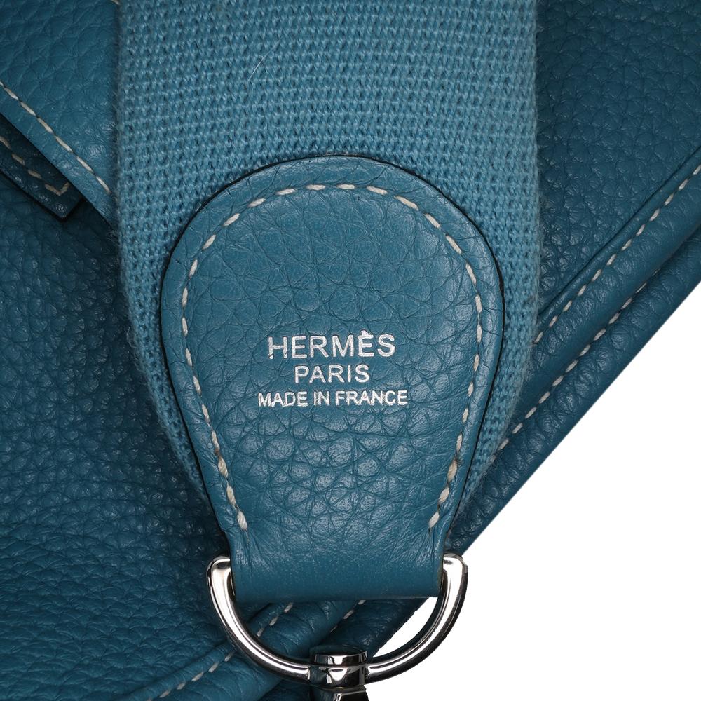Hermès B Hermès Blue Peacock Calf Leather Clemence Evelyne III 29 France