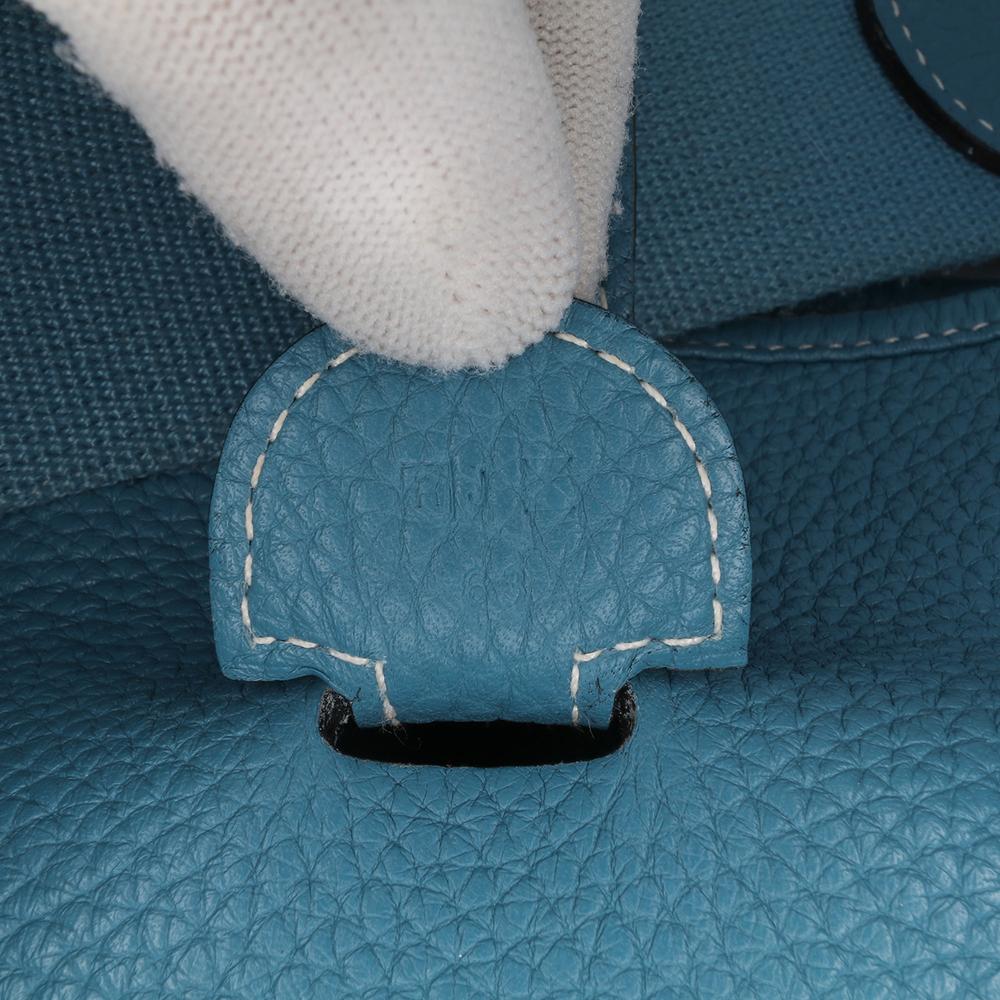 Hermès B Hermès Blue Peacock Calf Leather Clemence Evelyne III 29 France