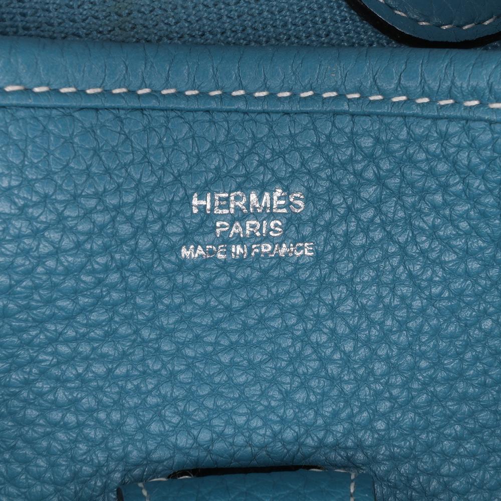 Hermès B Hermès Blue Peacock Calf Leather Clemence Evelyne III 29 France