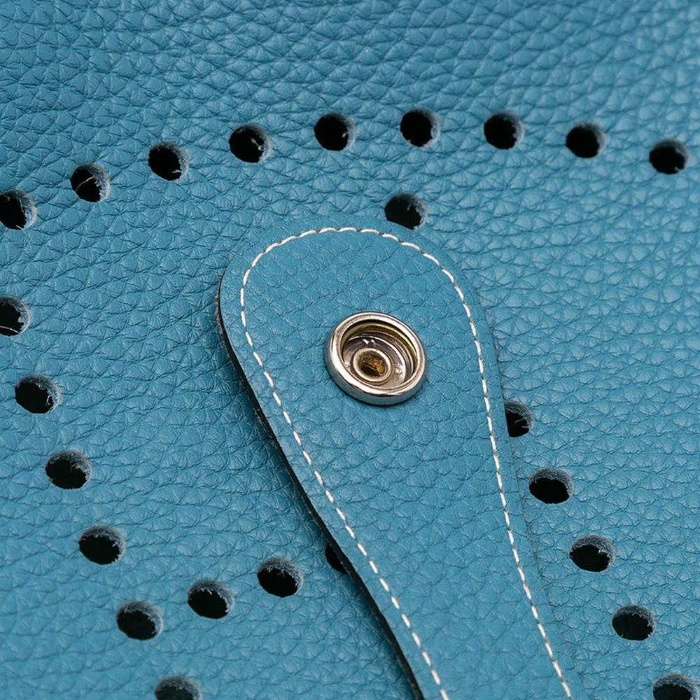 Hermès B Hermès Blue Peacock Calf Leather Clemence Evelyne III 29 France