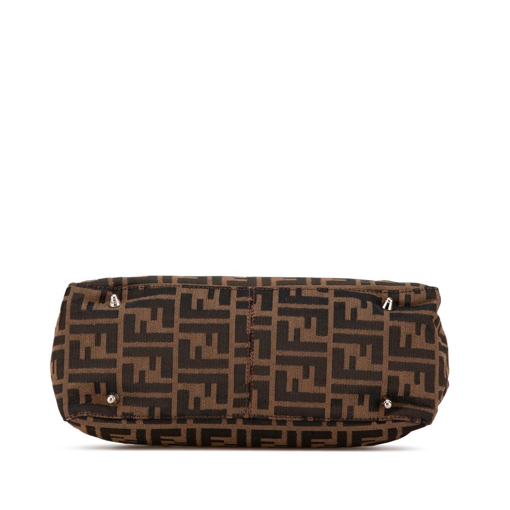 Fendi B Fendi Brown Canvas Fabric Small Zucca Twins Tote Italy