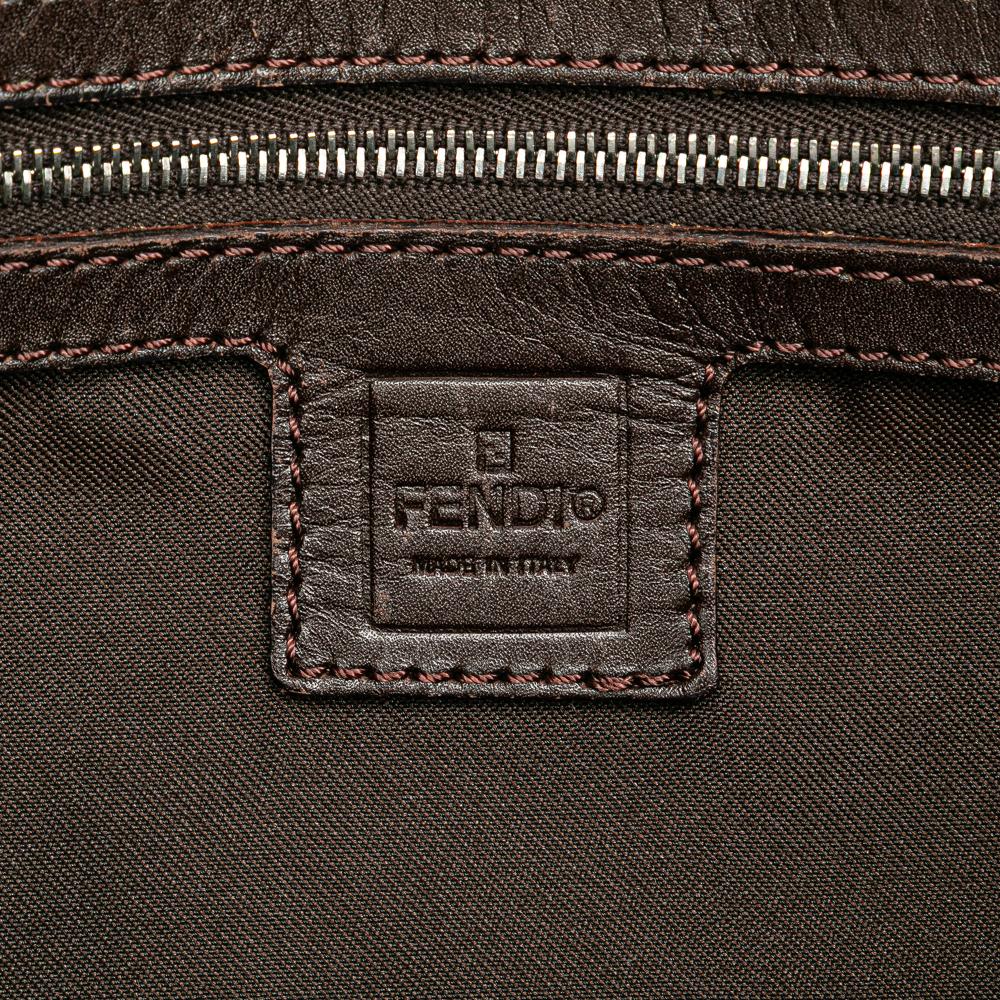 Fendi B Fendi Brown Canvas Fabric Small Zucca Twins Tote Italy