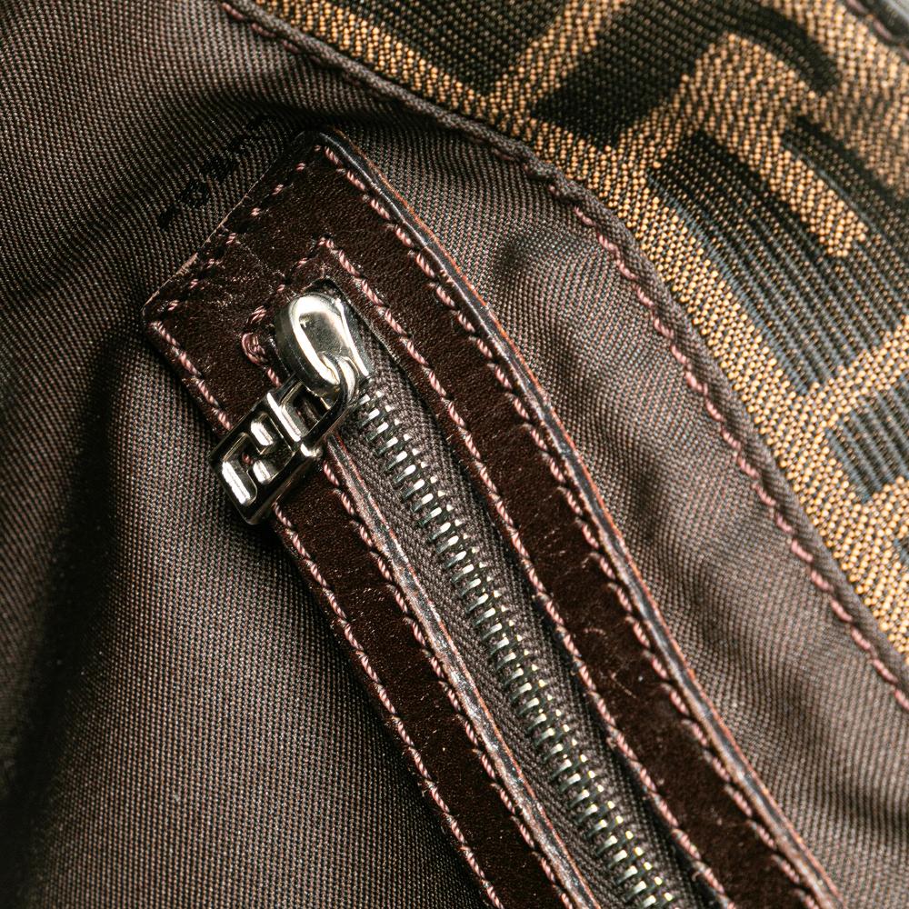 Fendi B Fendi Brown Canvas Fabric Small Zucca Twins Tote Italy