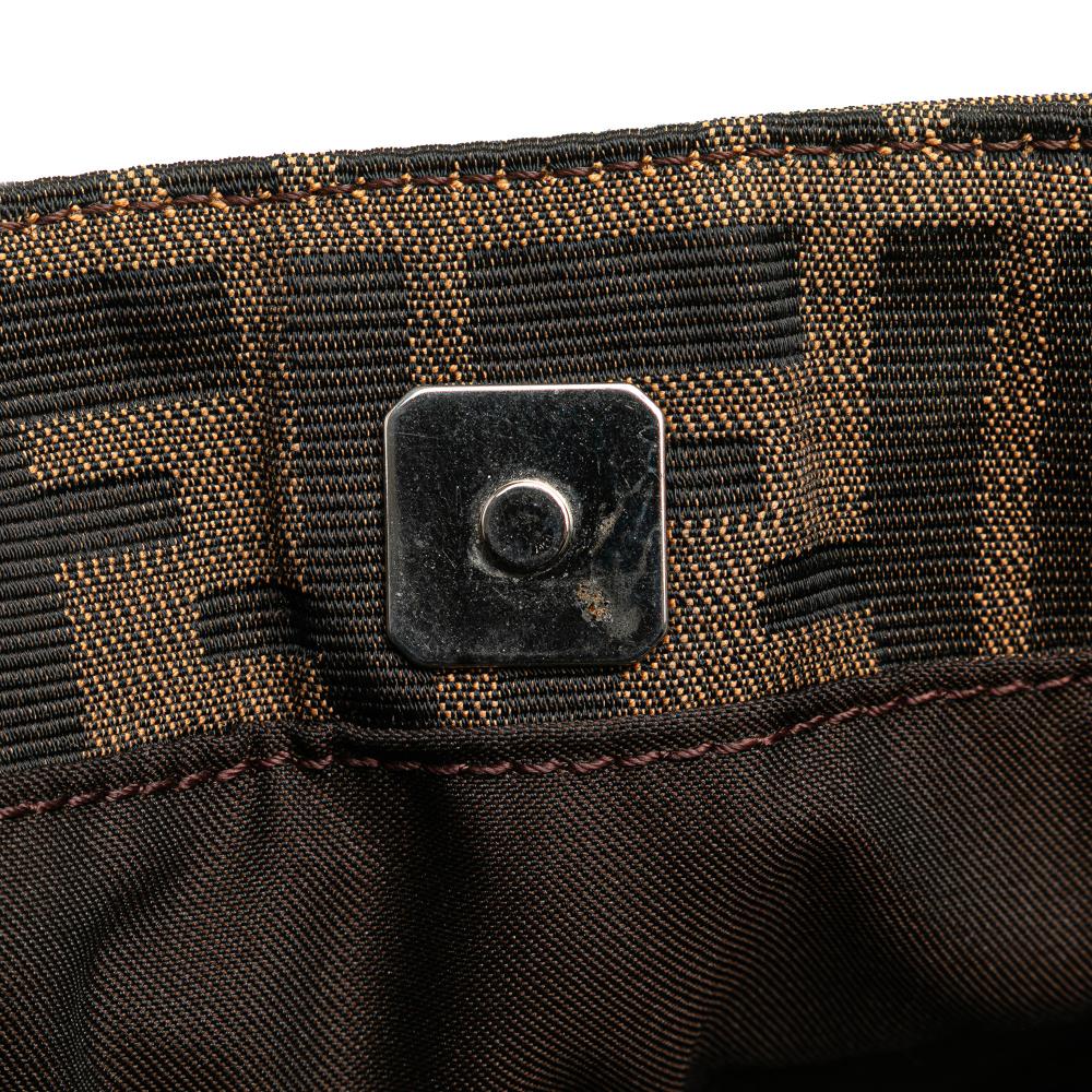 Fendi B Fendi Brown Canvas Fabric Small Zucca Twins Tote Italy