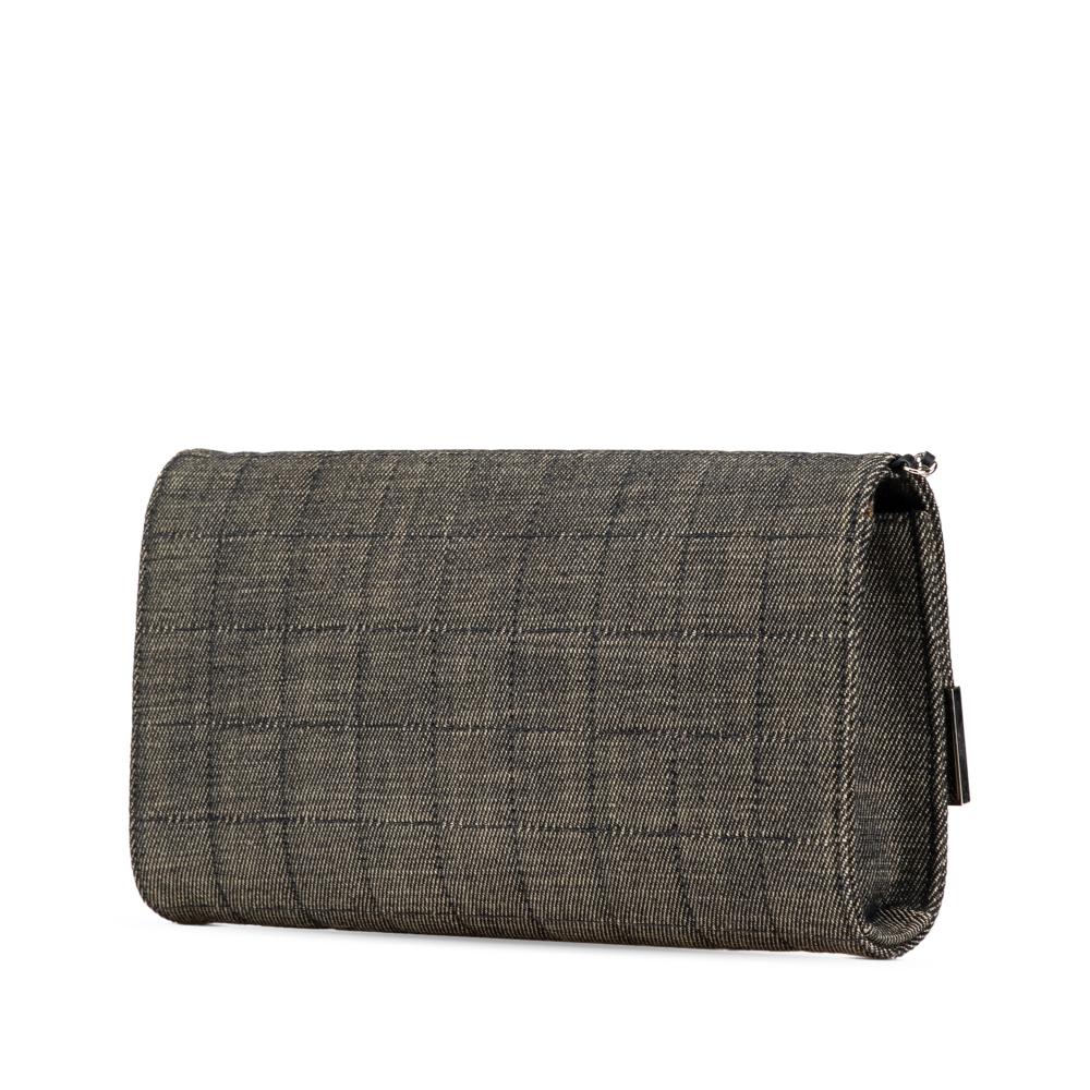 Chanel B Chanel Gray Denim Fabric CC Choco Bar Chain Flap France