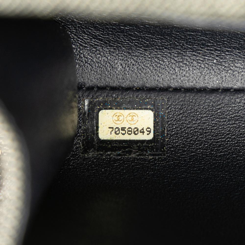 Chanel B Chanel Gray Denim Fabric CC Choco Bar Chain Flap France