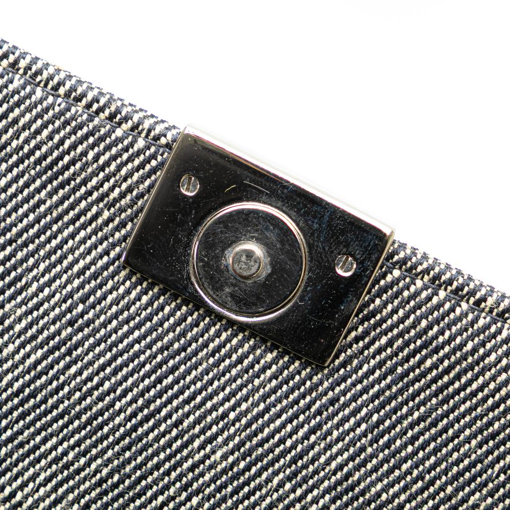 Chanel B Chanel Gray Denim Fabric CC Choco Bar Chain Flap France