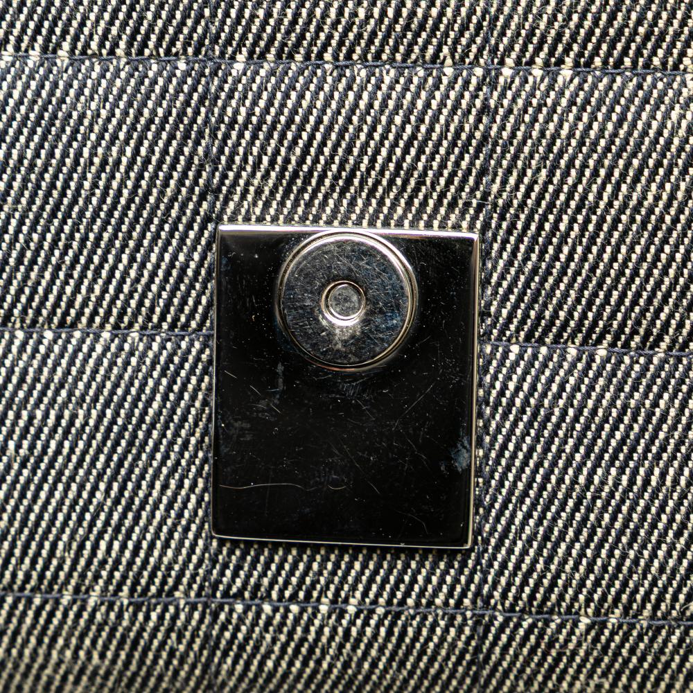 Chanel B Chanel Gray Denim Fabric CC Choco Bar Chain Flap France