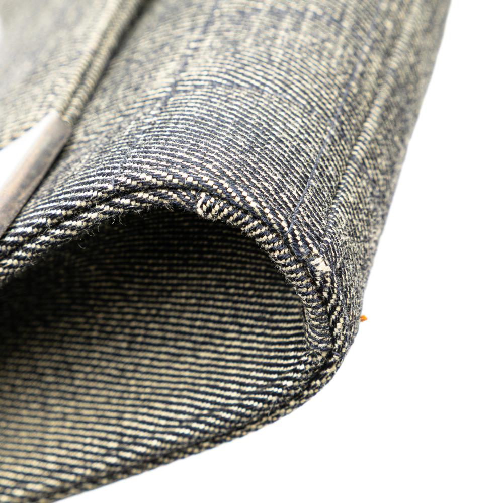 Chanel B Chanel Gray Denim Fabric CC Choco Bar Chain Flap France