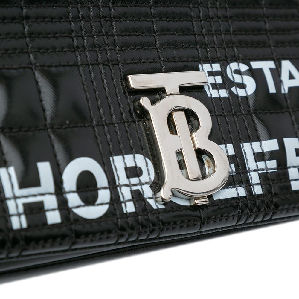 Burberry B Burberry Black Patent Leather Leather Small Patent Horseferry Lola Crossbody Italy