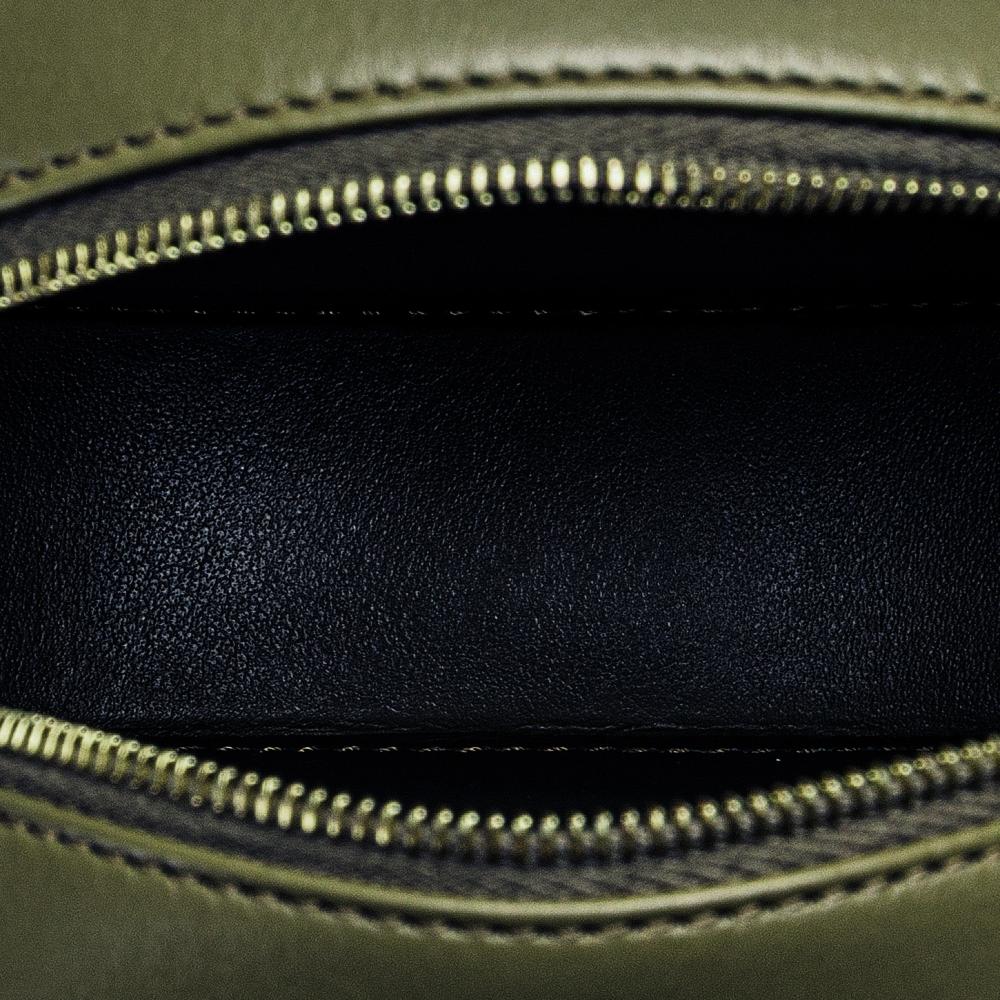 Celine AB Celine Green Olive Green Calf Leather Small skin Cuir Triomphe Oval Crossbody Italy