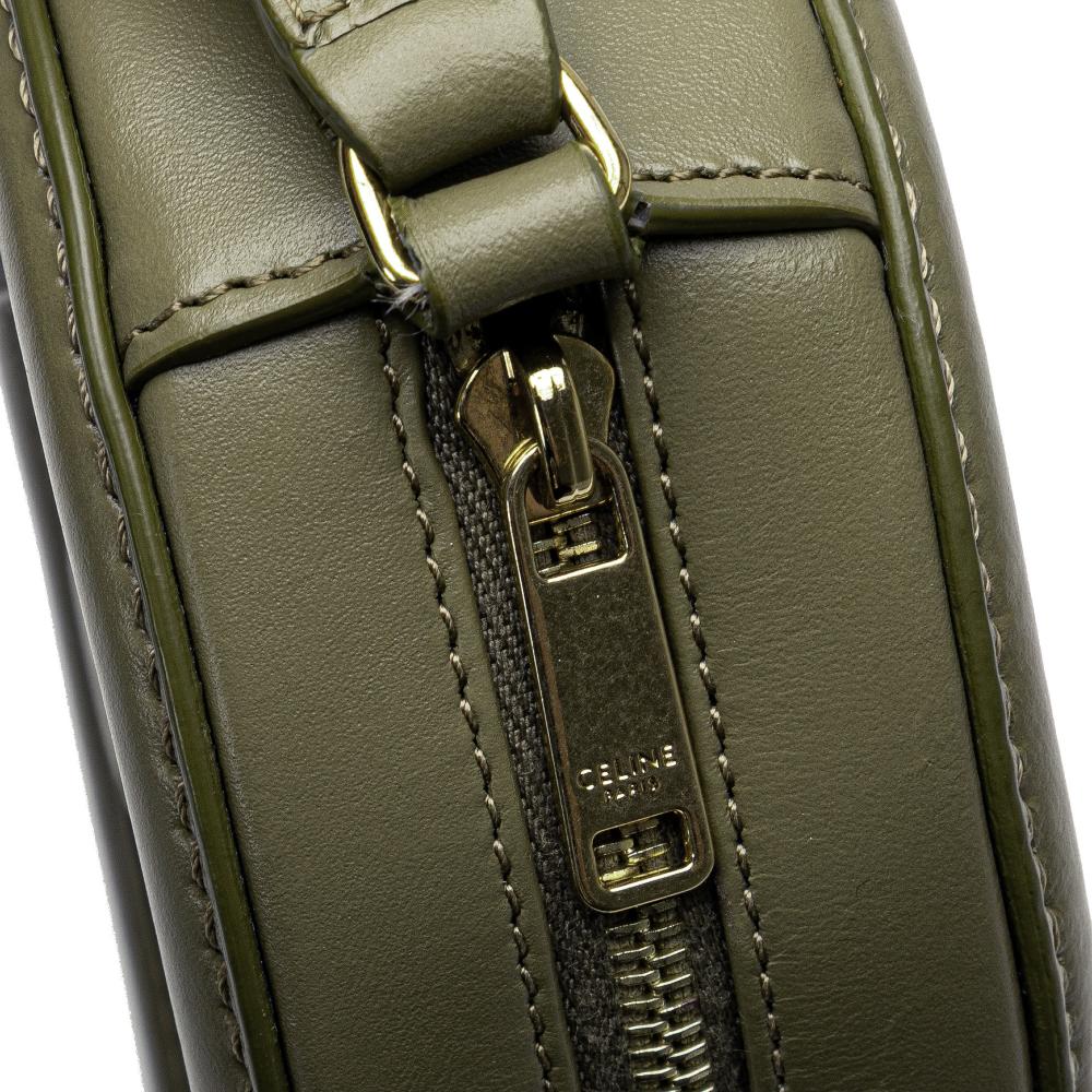 Celine AB Celine Green Olive Green Calf Leather Small skin Cuir Triomphe Oval Crossbody Italy