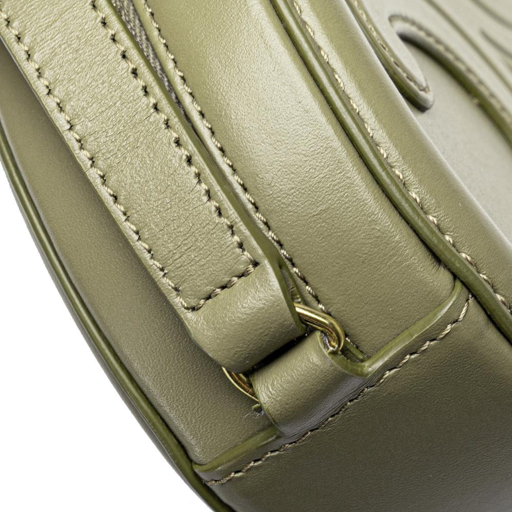 Celine AB Celine Green Olive Green Calf Leather Small skin Cuir Triomphe Oval Crossbody Italy