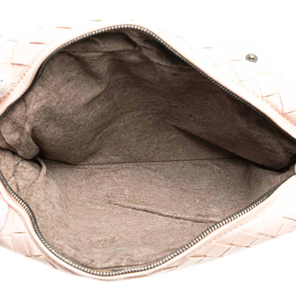 Bottega Veneta B Bottega Veneta Pink Light Pink Calf Leather Intrecciato Chain Flap Crossbody Italy