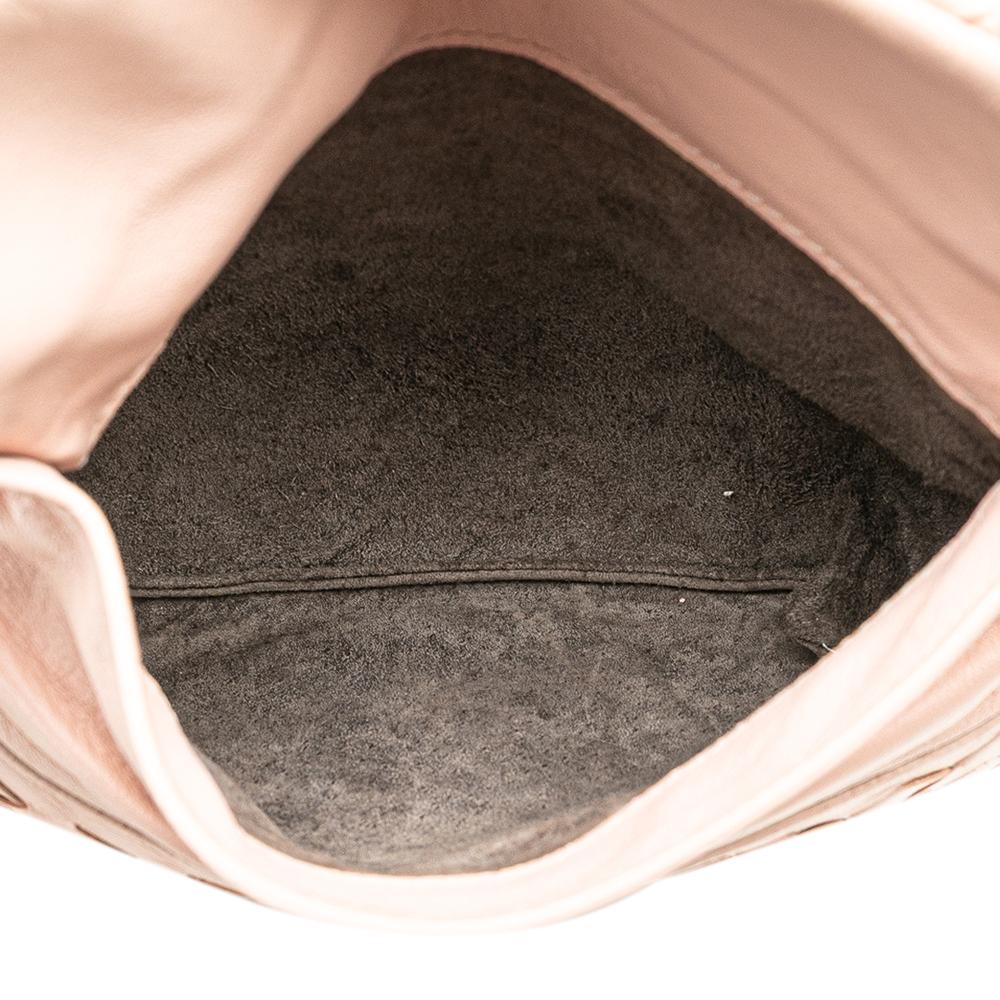 Bottega Veneta B Bottega Veneta Pink Light Pink Calf Leather Intrecciato Chain Flap Crossbody Italy