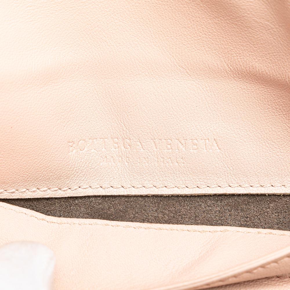 Bottega Veneta B Bottega Veneta Pink Light Pink Calf Leather Intrecciato Chain Flap Crossbody Italy