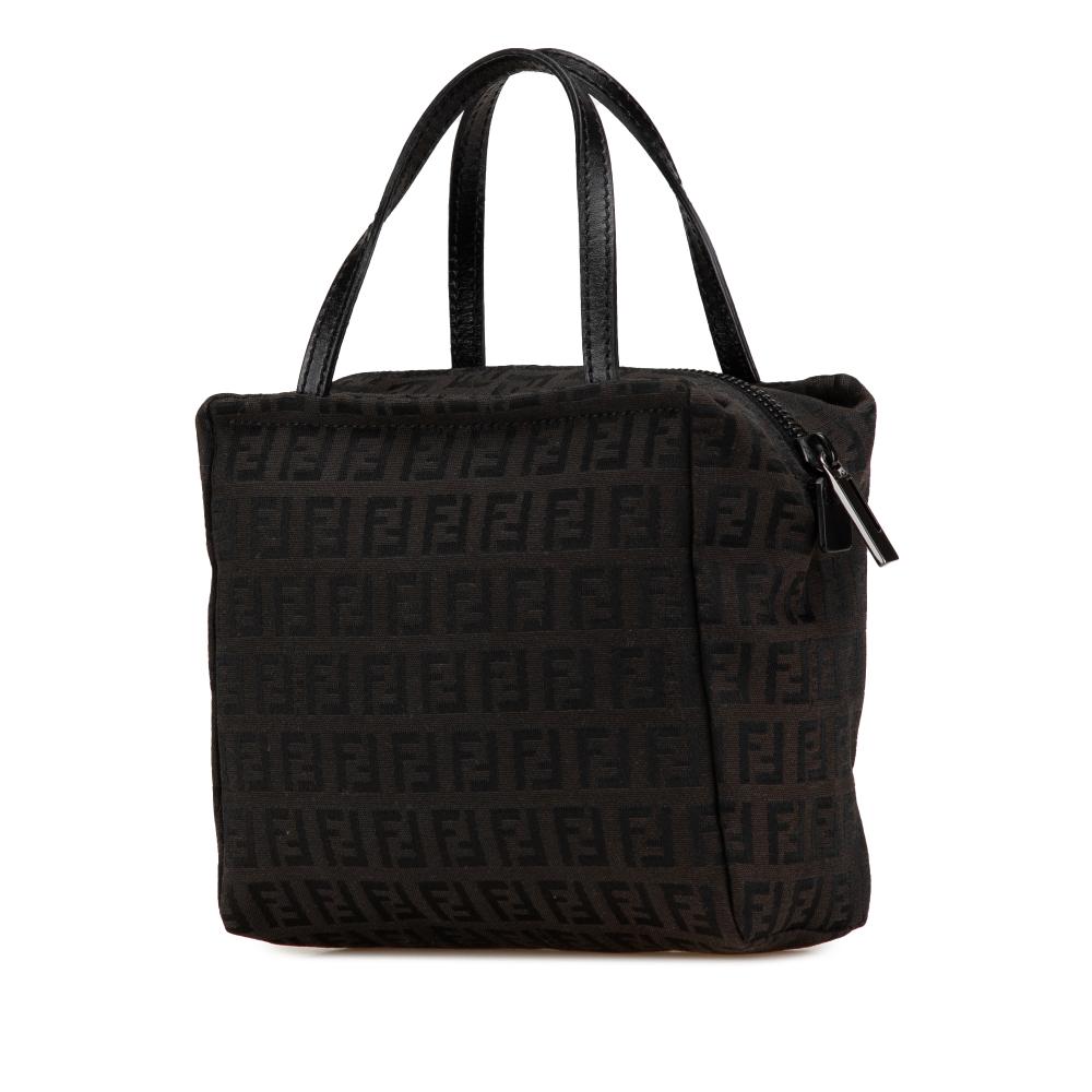 Fendi B Fendi Black Canvas Fabric Mini Zucchino Handbag Italy