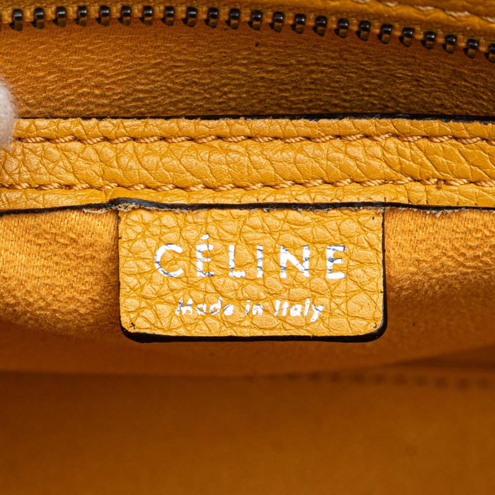 Celine B Celine Yellow Mustard Calf Leather Nano Luggage Tote Italy