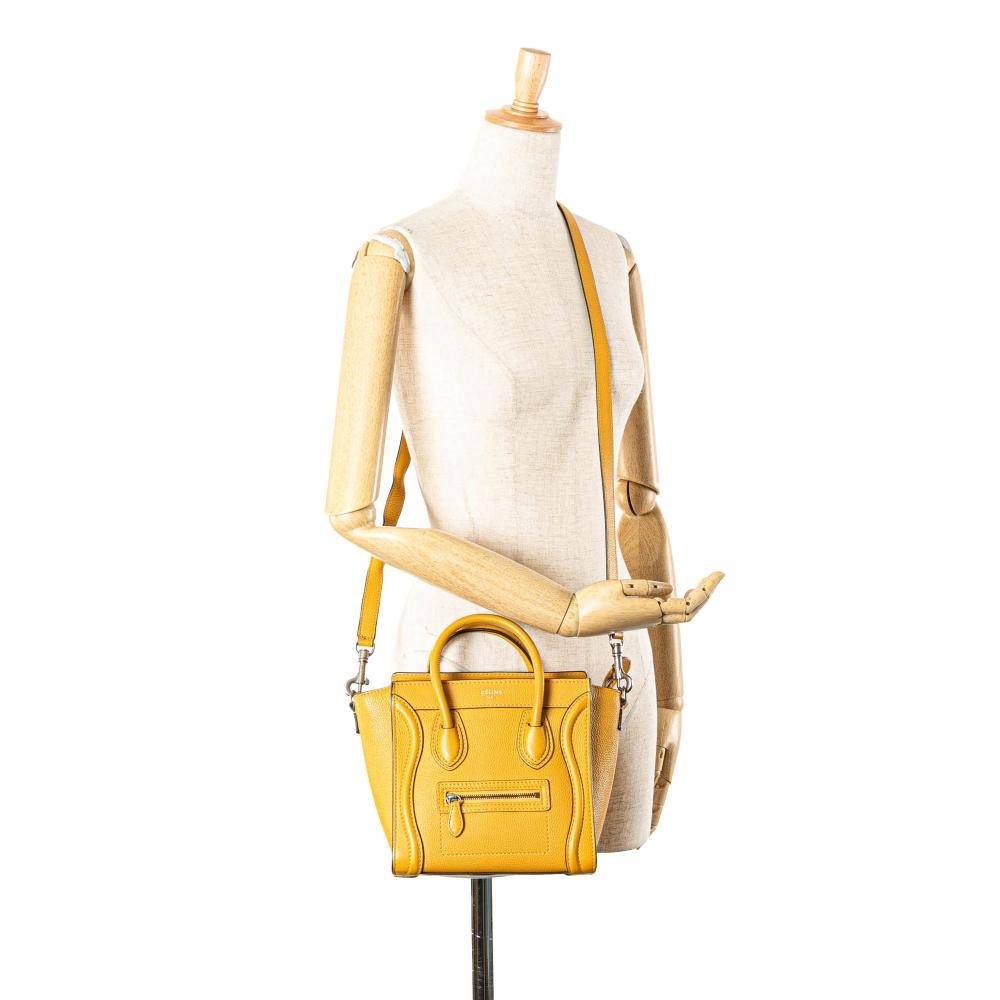 Celine B Celine Yellow Mustard Calf Leather Nano Luggage Tote Italy