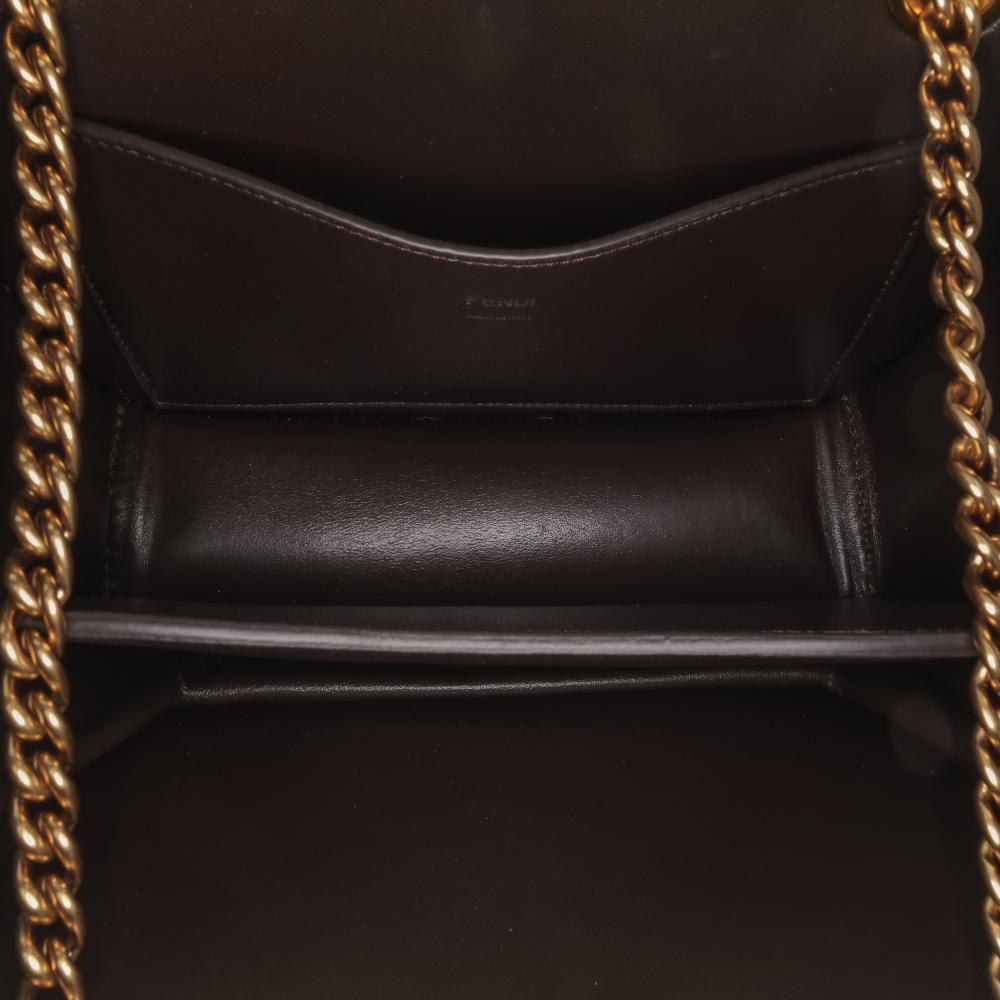 Fendi B Fendi Brown Calf Leather skin Vitello King Nubuck Pequin Karligraphy Pocket Shoulder Bag Italy