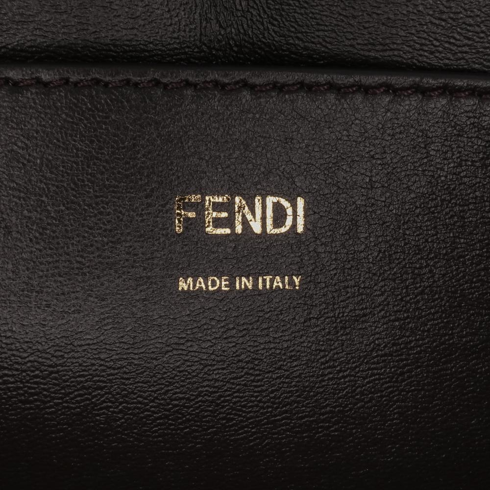 Fendi B Fendi Brown Calf Leather skin Vitello King Nubuck Pequin Karligraphy Pocket Shoulder Bag Italy