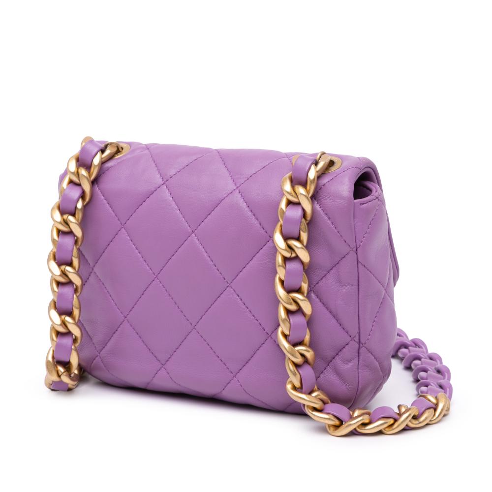Chanel B Chanel Purple Lambskin Leather Leather Mini Quilted Lambskin Candy Chain Flap Italy