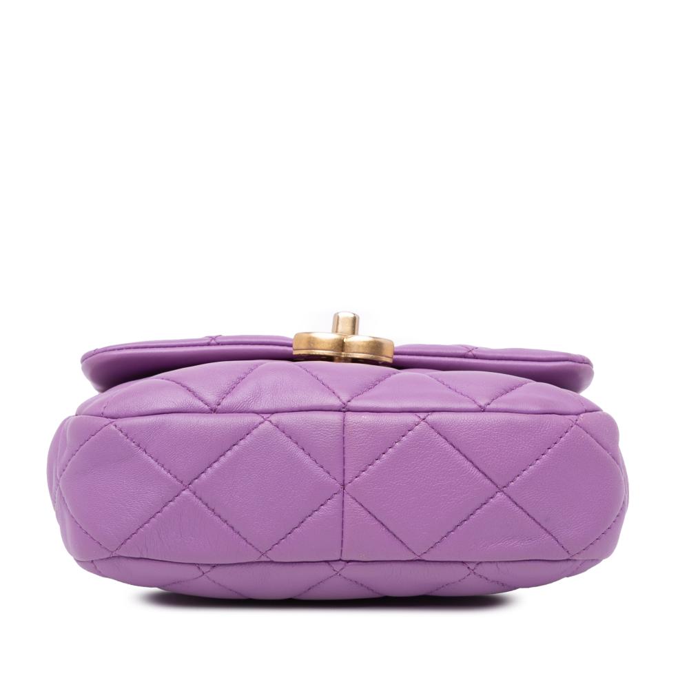 Chanel B Chanel Purple Lambskin Leather Leather Mini Quilted Lambskin Candy Chain Flap Italy