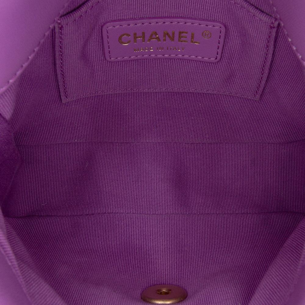 Chanel B Chanel Purple Lambskin Leather Leather Mini Quilted Lambskin Candy Chain Flap Italy