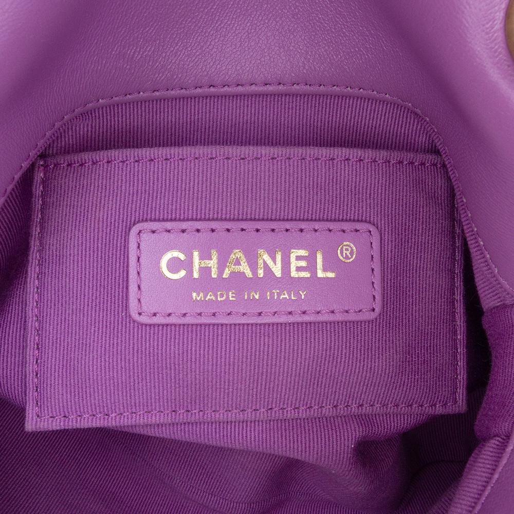 Chanel B Chanel Purple Lambskin Leather Leather Mini Quilted Lambskin Candy Chain Flap Italy