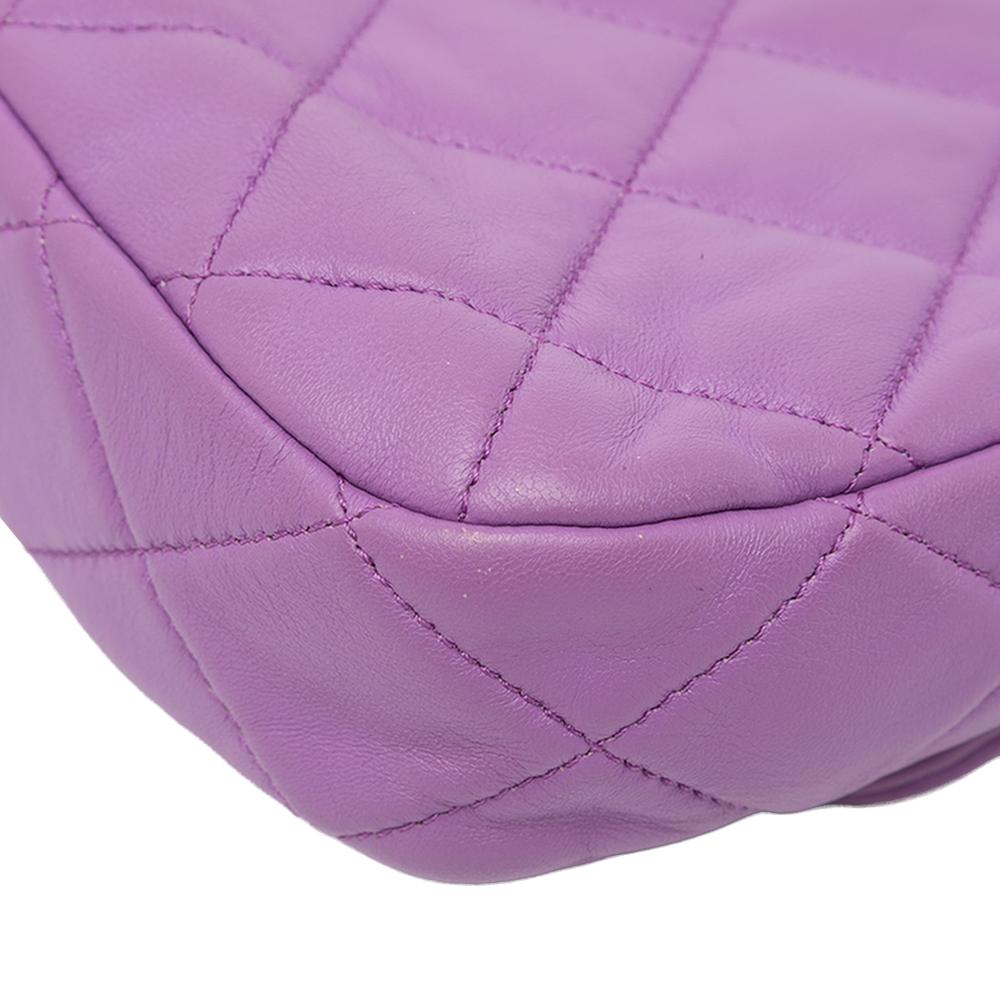 Chanel B Chanel Purple Lambskin Leather Leather Mini Quilted Lambskin Candy Chain Flap Italy