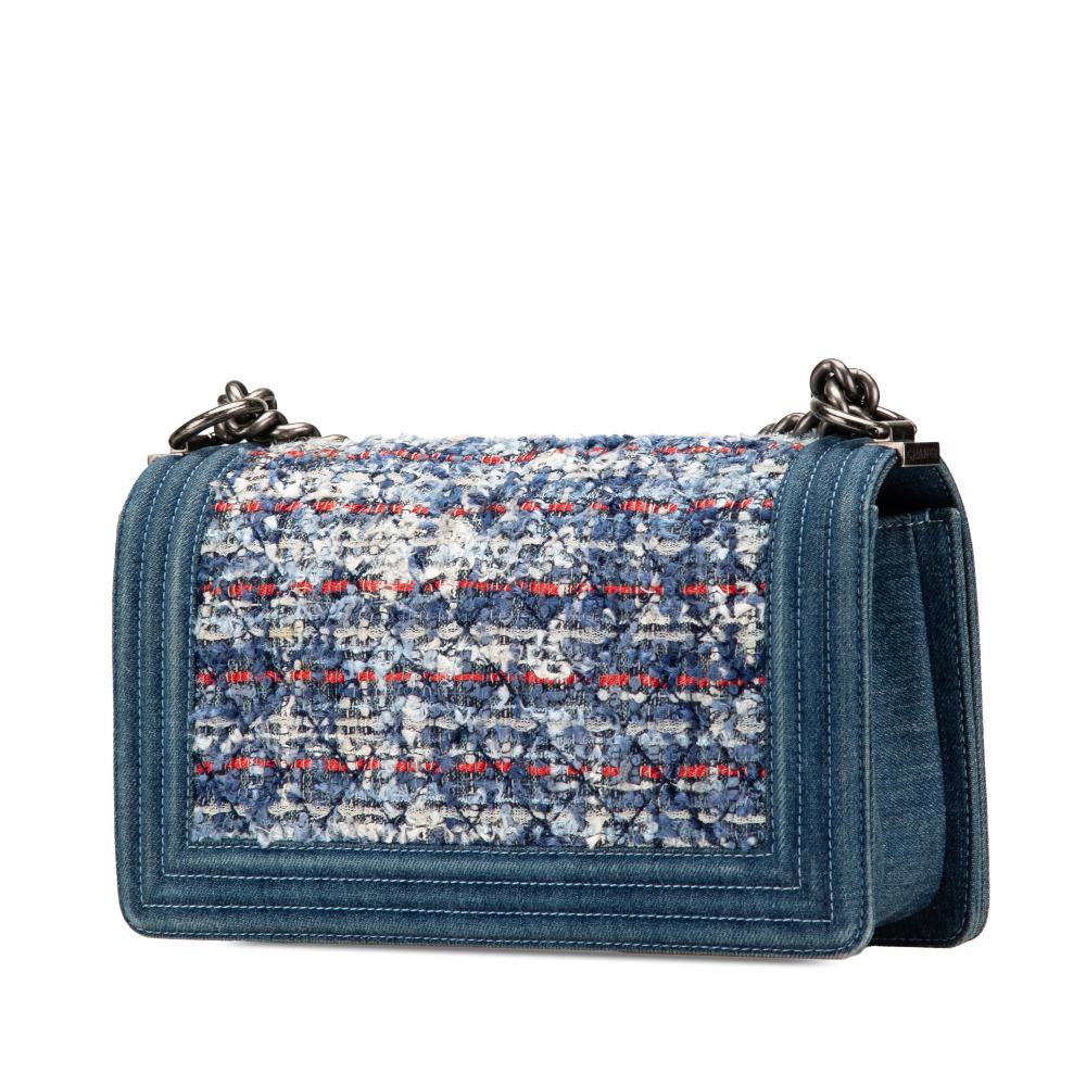 Chanel B Chanel Blue Denim Fabric Medium and Tweed Boy Bag Italy