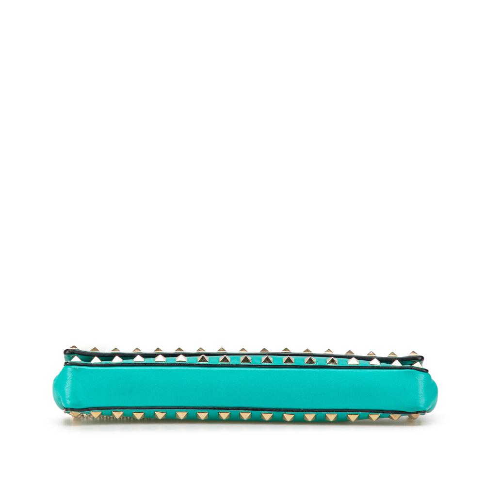 Valentino B Valentino Blue Turquoise Nappa Leather Leather Nappa Rockstud Bangle Clutch Italy