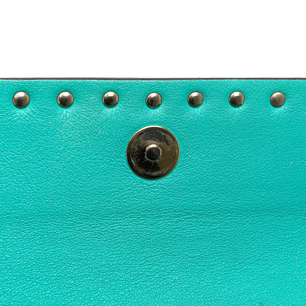 Valentino B Valentino Blue Turquoise Nappa Leather Leather Nappa Rockstud Bangle Clutch Italy