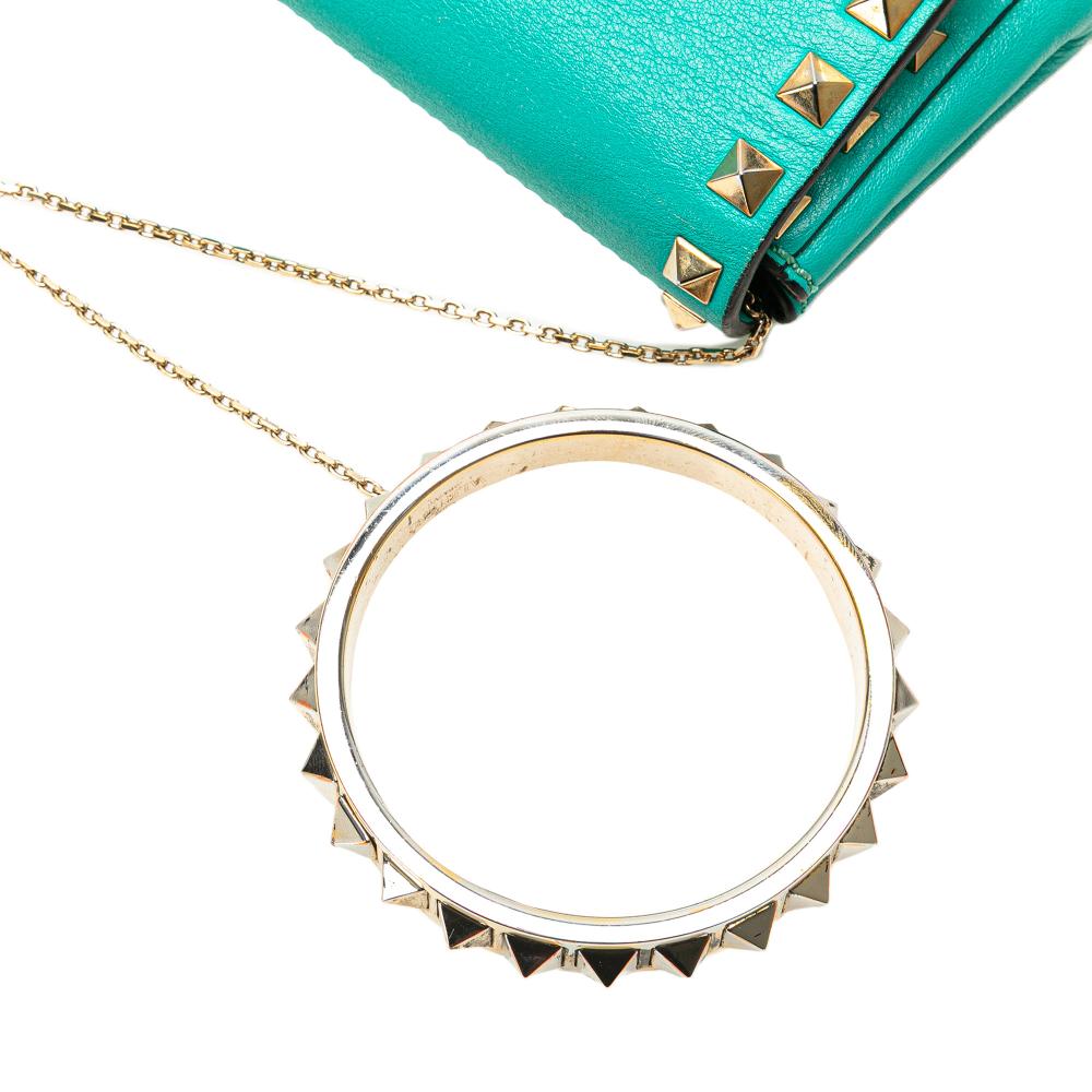 Valentino B Valentino Blue Turquoise Nappa Leather Leather Nappa Rockstud Bangle Clutch Italy