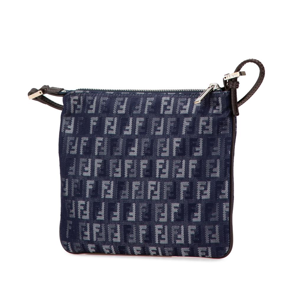Fendi B Fendi Blue Dark Blue Denim Fabric Zucchino Crossbody Italy