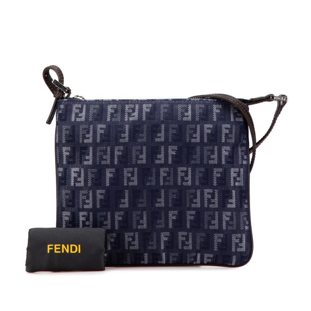Fendi B Fendi Blue Dark Blue Denim Fabric Zucchino Crossbody Italy