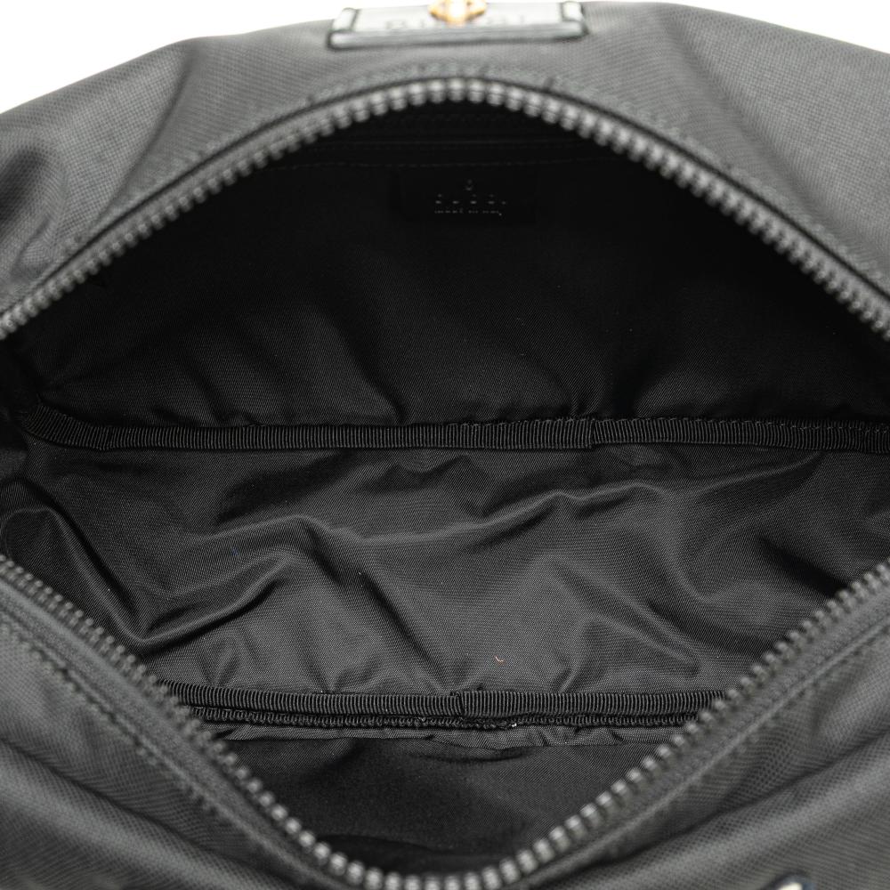Gucci B Gucci Black Canvas Fabric Techno Web L Aveugle Par Amour Embroidered Belt Bag Italy
