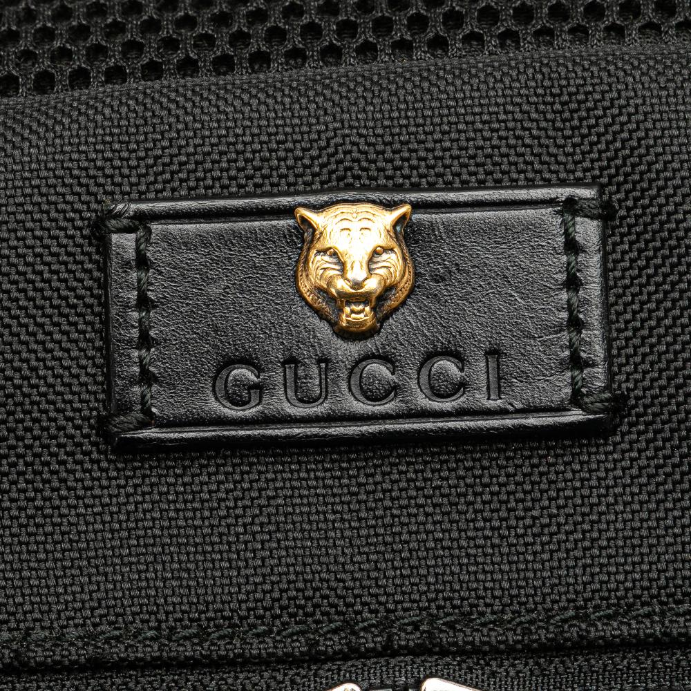 Gucci B Gucci Black Canvas Fabric Techno Web L Aveugle Par Amour Embroidered Belt Bag Italy