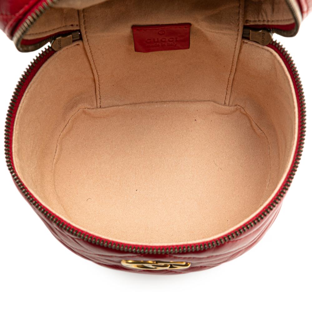 Gucci B Gucci Red Calf Leather GG Marmont Round Matelasse Backpack Italy