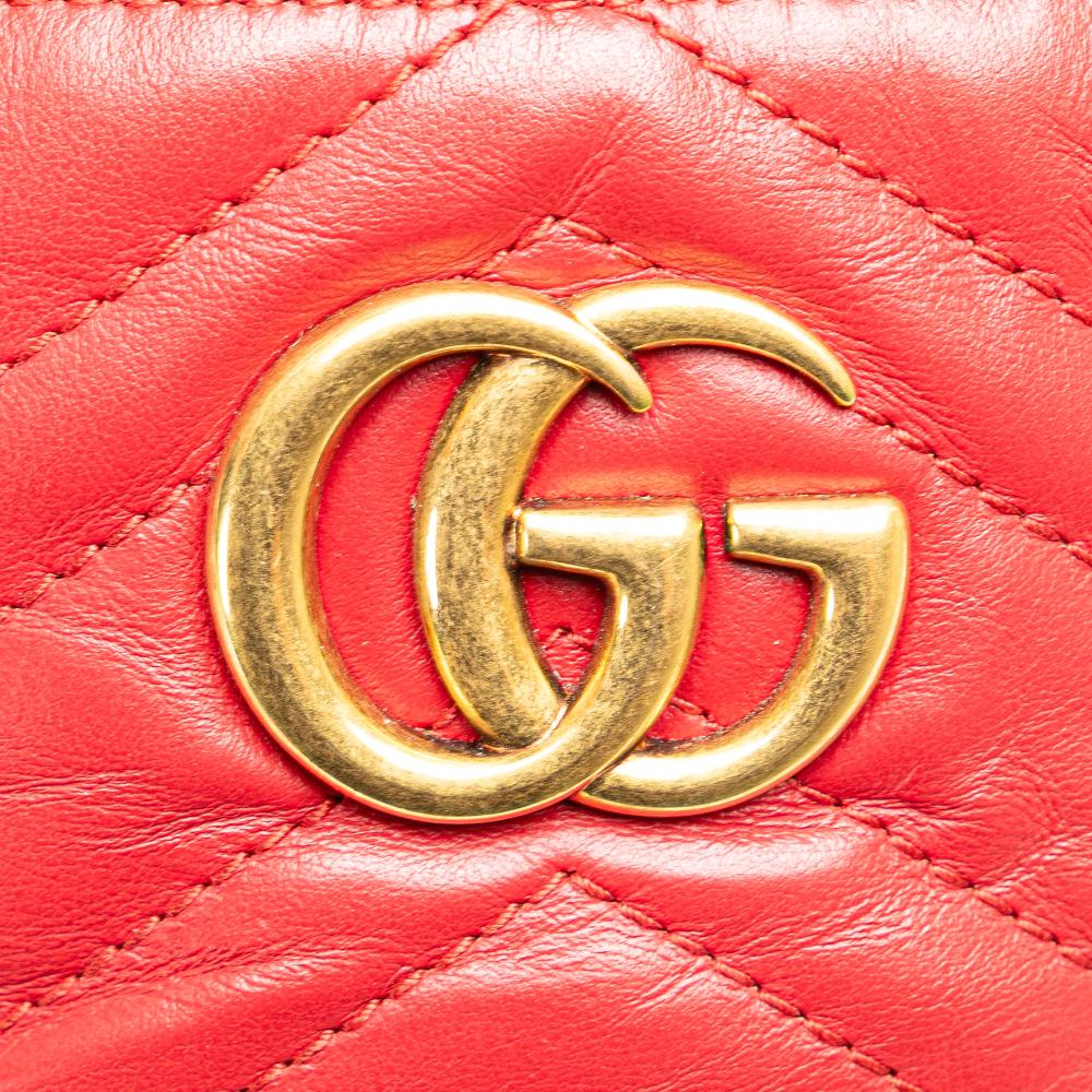 Gucci B Gucci Red Calf Leather GG Marmont Round Matelasse Backpack Italy
