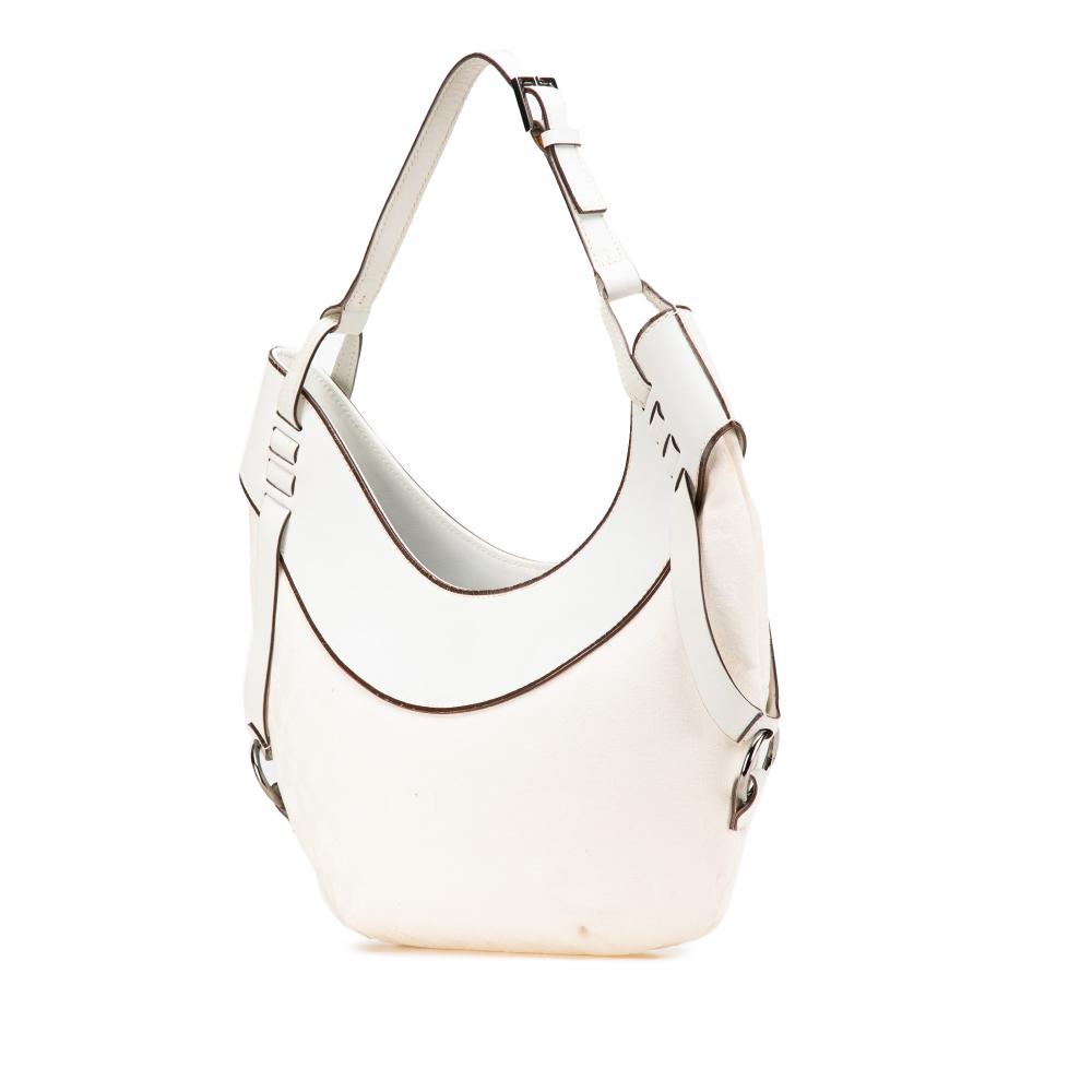 Gucci AB Gucci White Canvas Fabric GG Hobo Italy