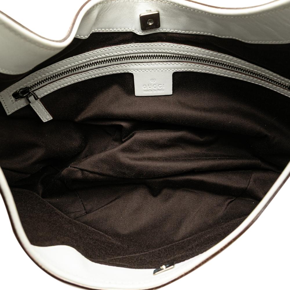 Gucci AB Gucci White Canvas Fabric GG Hobo Italy