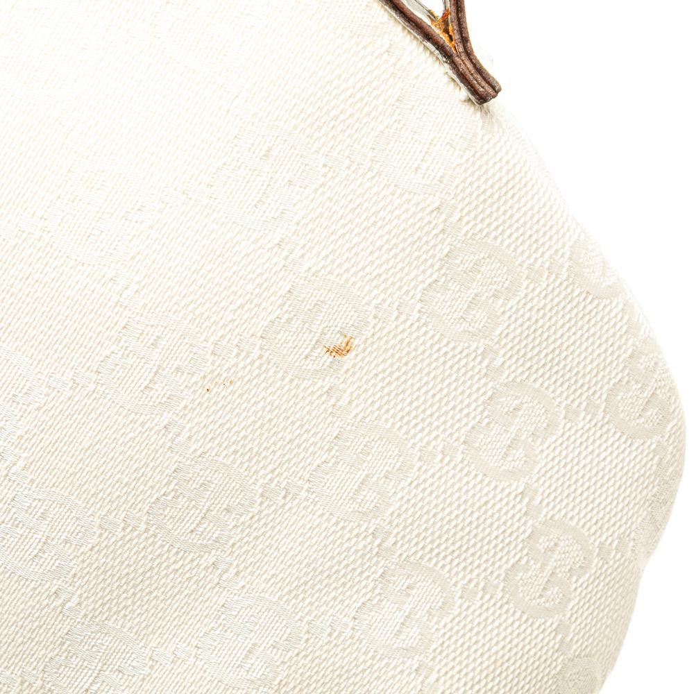 Gucci AB Gucci White Canvas Fabric GG Hobo Italy