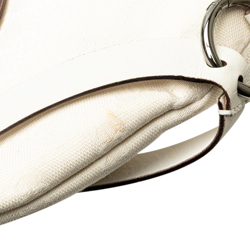 Gucci AB Gucci White Canvas Fabric GG Hobo Italy