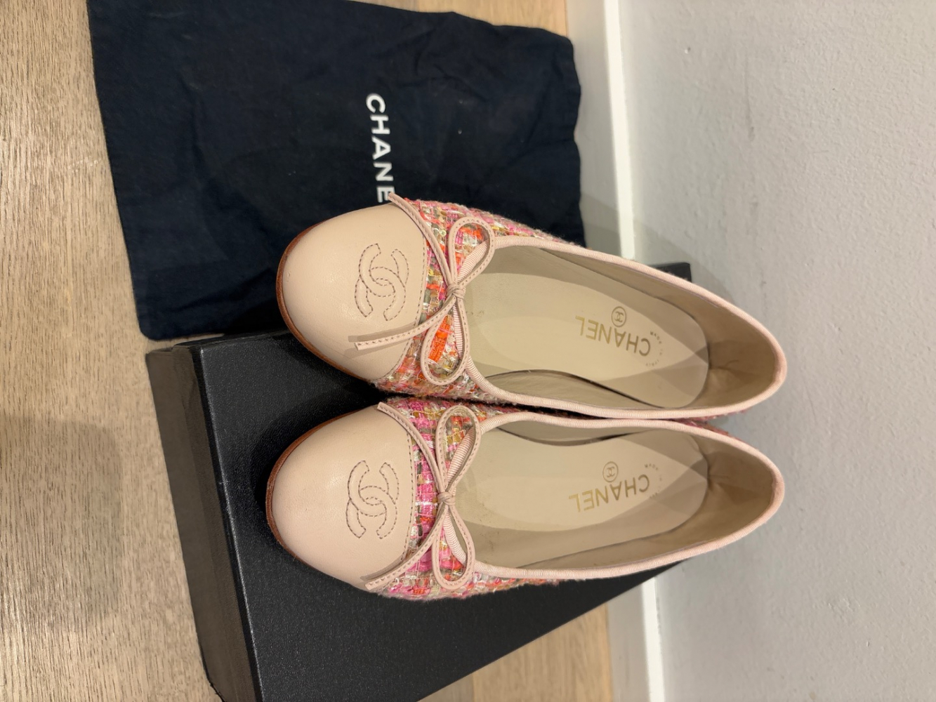 Chanel Pink Tweed Ballerinas