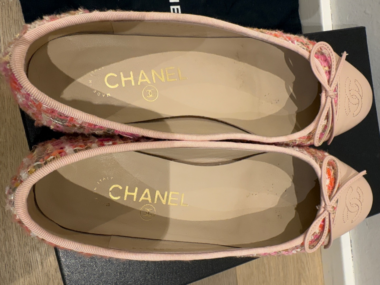 Chanel Pink Tweed Ballerinas