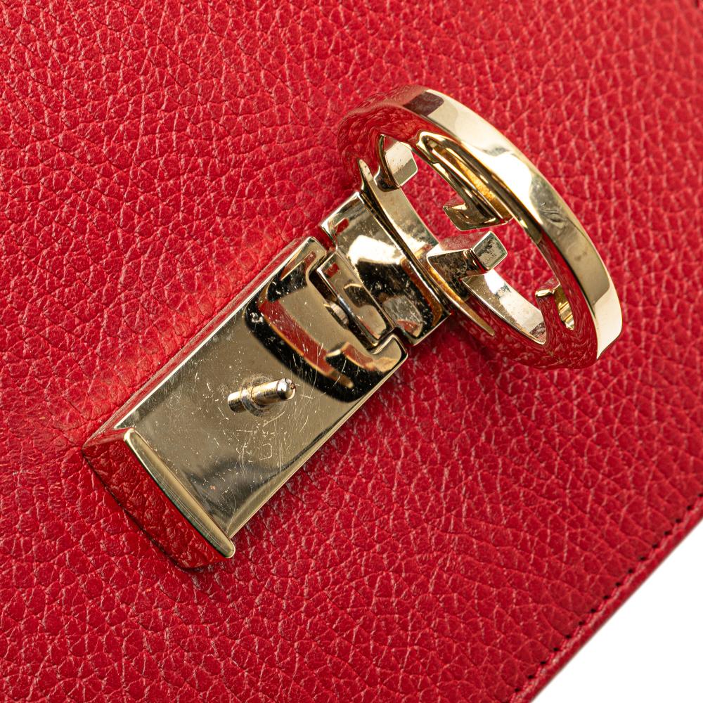 Gucci B Gucci Red Calf Leather Small Dollar skin Interlocking G Crossbody Italy
