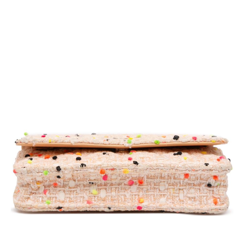 Chanel Brown Light Beige Tweed Fabric CC Quilted Candy Cotton and Beach Ball Wallet On Chain Italy