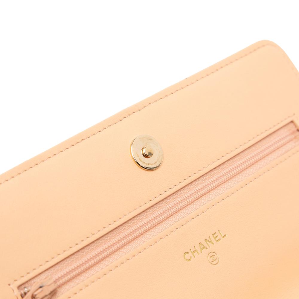 Chanel Brown Light Beige Tweed Fabric CC Quilted Candy Cotton and Beach Ball Wallet On Chain Italy